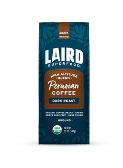 Laird Superfood Laird Superfood Peruvian Dark Roast Caffeinated Ground Coffee, Ethically Sourced Premium Ground Coffee, Gluten-Free, Dairy-Free, Non-GMO, Paleo, Keto Friendly, 12 oz. Bag  - Image 1