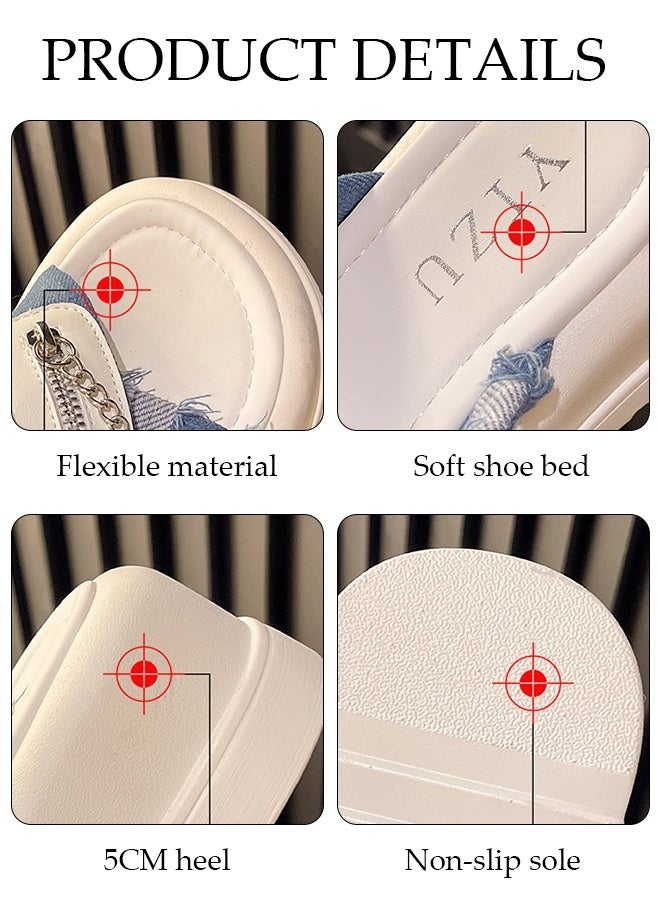 DUNISO Women's Summer Walking Sandals Air Cushion Support Platform Open Tole Slippers Comfortable Casual Wedge Sandals with Non-slip Soles Thick Sole Beach Slippers Indoor and Outdoor - Image 4