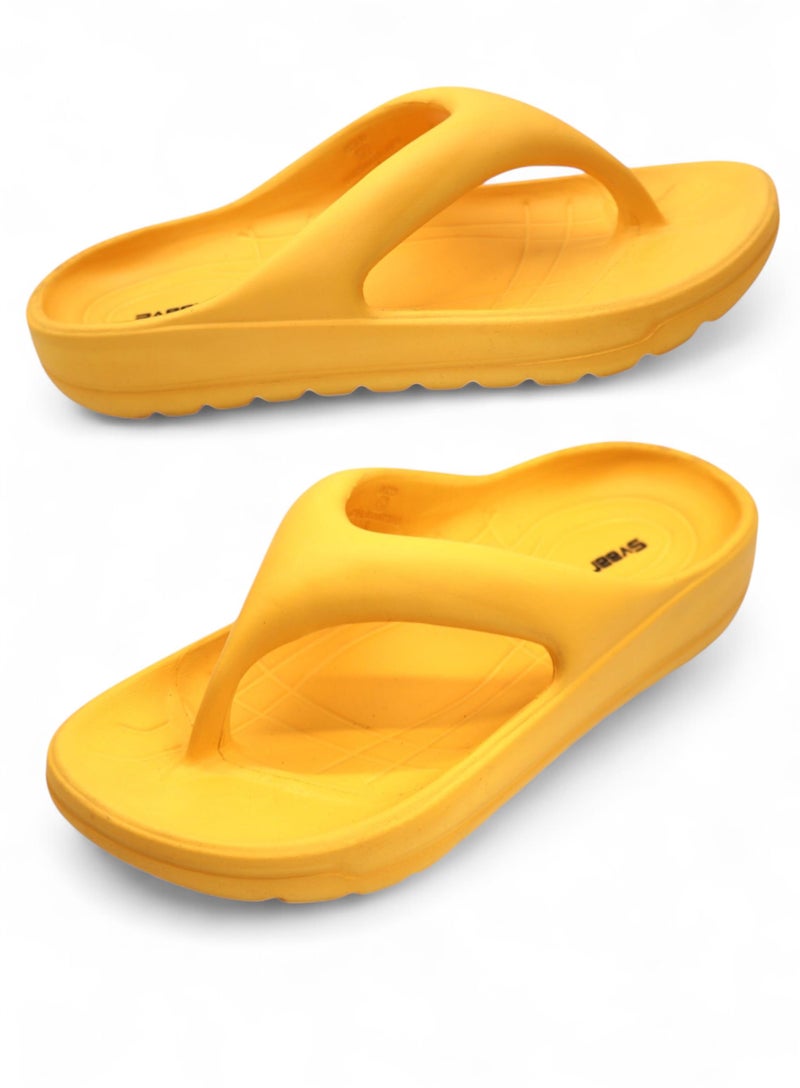 SVAAR Soft EVA Slippers for Men | Stylish Anti-Skid Flip-Flops with Arch Support & Bouncy Sole | Lightweight Indoor Outdoor Comfort Yellow - Image 1