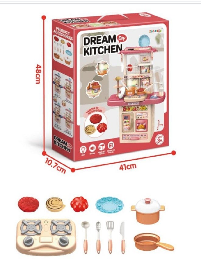 Dream - Dream Kitchen Playset,Pretend Play Toys for Boys and Girls, Kitchen Toys with Realistic Lights&Sounds, Play Sink, Pretend Play Food for Kids (39 Pcs) - Image 1