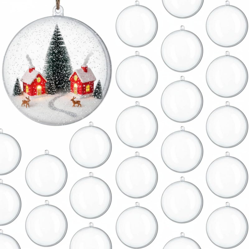 Vinsot 60 Pcs Christmas Clear Plastic Fillable Ornaments Balls 31580mm DIY Craft Transparent Baubles Christmas Tree Hanging Ornament Decorations for Birthday Wedding Valentine Decor - Image 1
