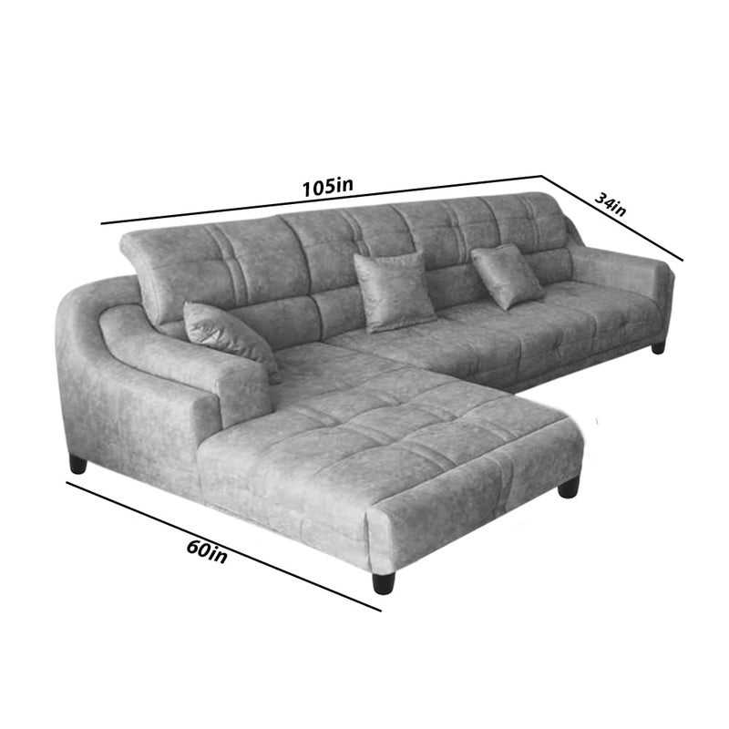 BRAXTON Rocksun 6 Seater L Shape Sofa for Living Room Grey Fabric Left Side Sofa - Image 2