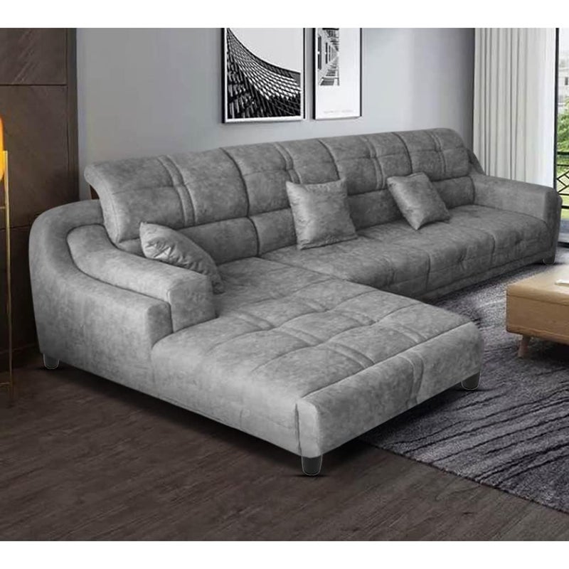 BRAXTON Rocksun 6 Seater L Shape Sofa for Living Room Grey Fabric Left Side Sofa - Image 1