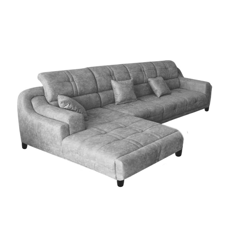BRAXTON Rocksun 6 Seater L Shape Sofa for Living Room Grey Fabric Left Side Sofa - Image 3