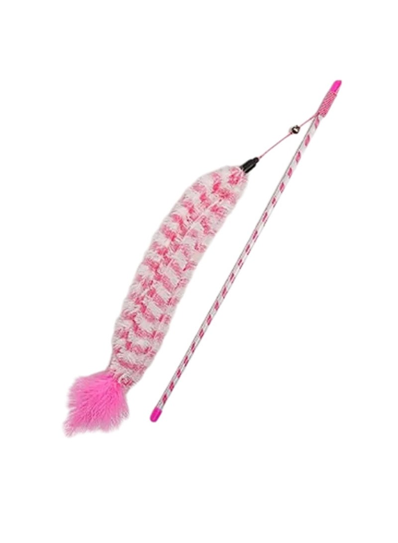 Pet Cat Kitten Plush Feather Bell Soft Teaser Playing Stick Wand Interactive Toy