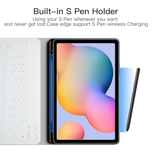 JUQITECH Backlit Keyboard Case for Samsung Galaxy Tab S6 Lite 10.4" 2024/2022/2020, Galaxy Tab S6 Lite SM-P620/P625/P610/P613/P615/P619 Tablet Cover Case with Wireless Keyboard S Pen Holder, Pink - Image 5