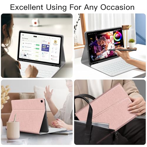 JUQITECH Backlit Keyboard Case for Samsung Galaxy Tab S6 Lite 10.4" 2024/2022/2020, Galaxy Tab S6 Lite SM-P620/P625/P610/P613/P615/P619 Tablet Cover Case with Wireless Keyboard S Pen Holder, Pink - Image 3