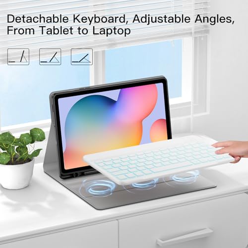 JUQITECH Backlit Keyboard Case for Samsung Galaxy Tab S6 Lite 10.4" 2024/2022/2020, Galaxy Tab S6 Lite SM-P620/P625/P610/P613/P615/P619 Tablet Cover Case with Wireless Keyboard S Pen Holder, Pink - Image 2