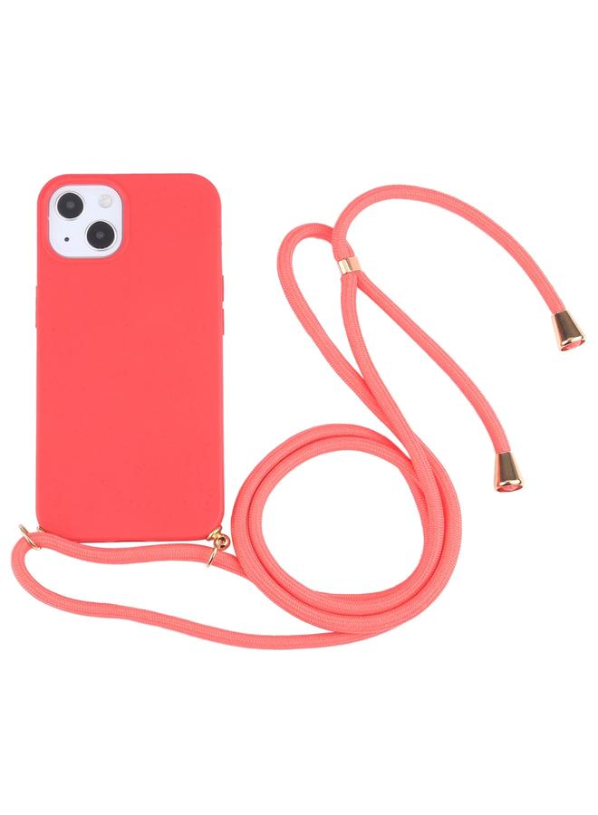 اس-توب جراب لهاتف iPhone 14 مصنوع من مادة قش القمح + جراب هاتف مقاوم للصدمات من مادة TPU مع حبل للرقبة - Image 1