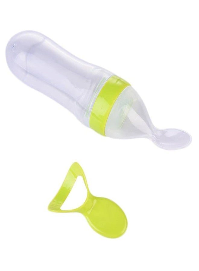 Miracle Moms Baby Silicone Squeeze Feeder Bottle with Spoon/Toddler Safe Silicone Squeeze Feeding Spoon Milk Cereal Bottle Baby Training Feeder/Fruit Feeder (Green) - Image 5