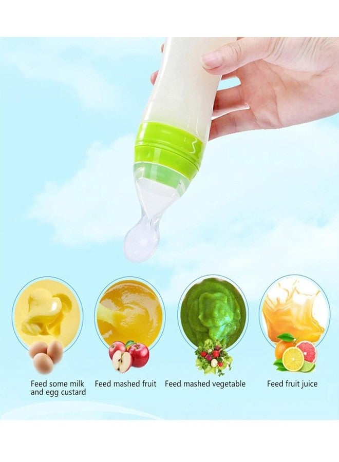 Miracle Moms Baby Silicone Squeeze Feeder Bottle with Spoon/Toddler Safe Silicone Squeeze Feeding Spoon Milk Cereal Bottle Baby Training Feeder/Fruit Feeder (Green) - Image 3