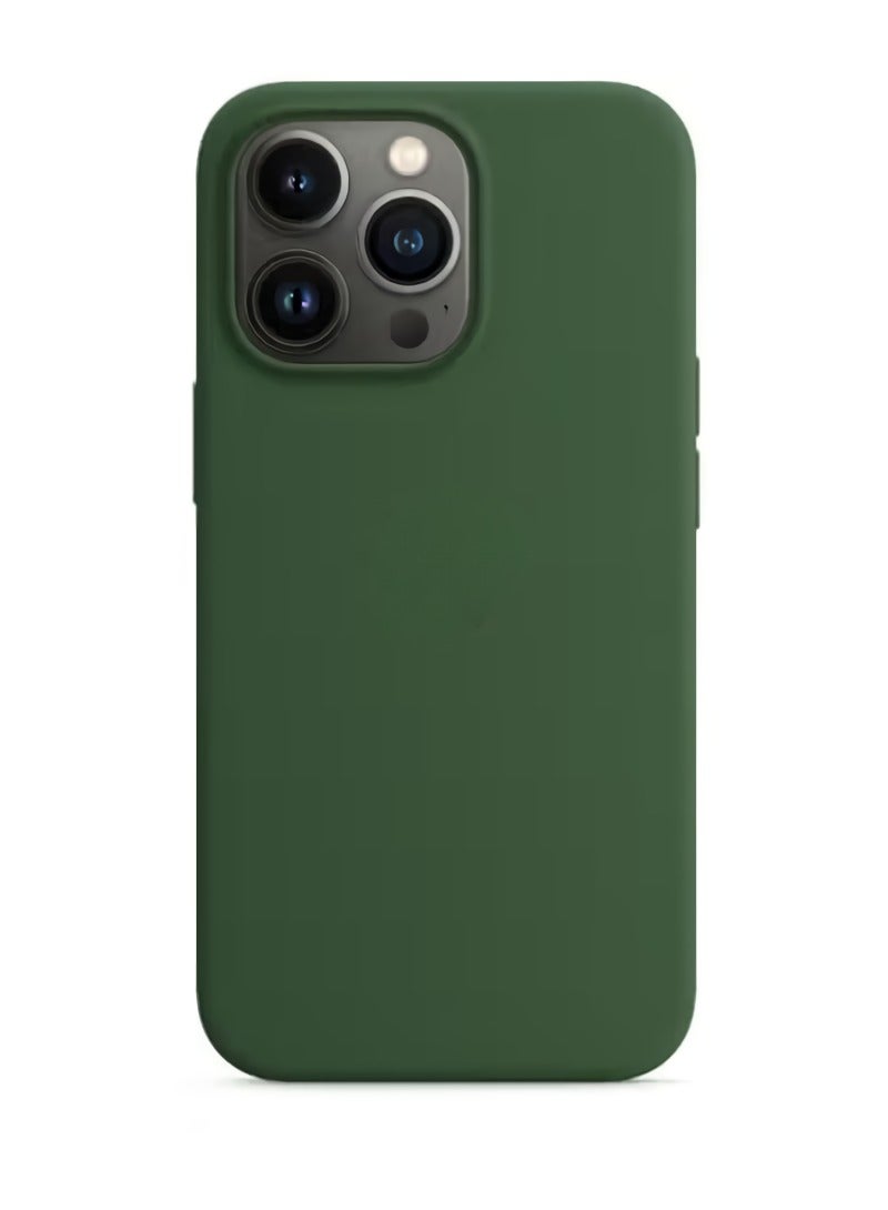 ارواق جراب سيليكون مغناطيسي لهاتف iPhone، جراب سيليكون متين مع Magsafe، جراب حماية ناعم ومريح لهاتف iPhone 15 Pro، (لون البرسيم)