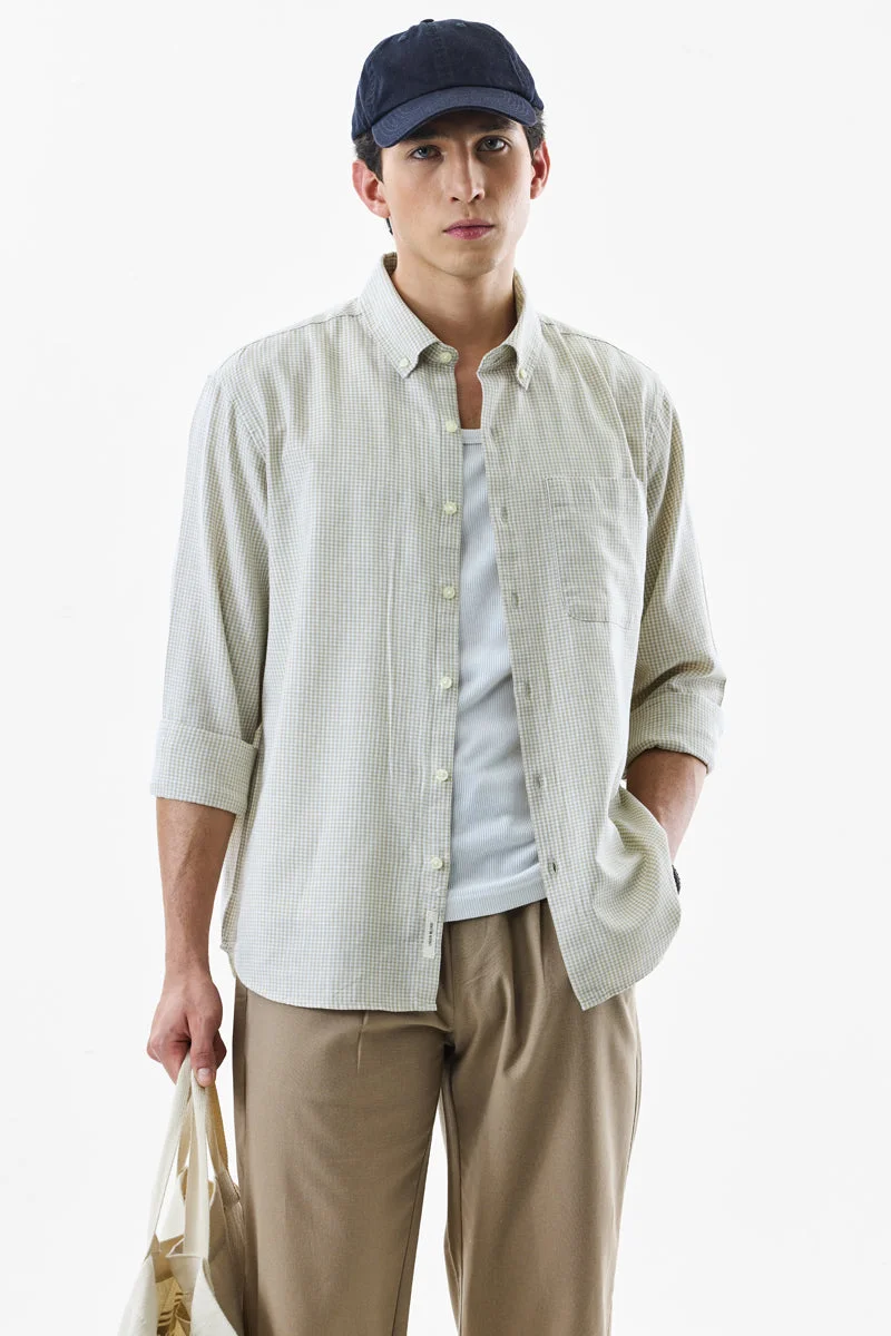 SNITCH Gingham Regular Fit Linen Blend Shirt