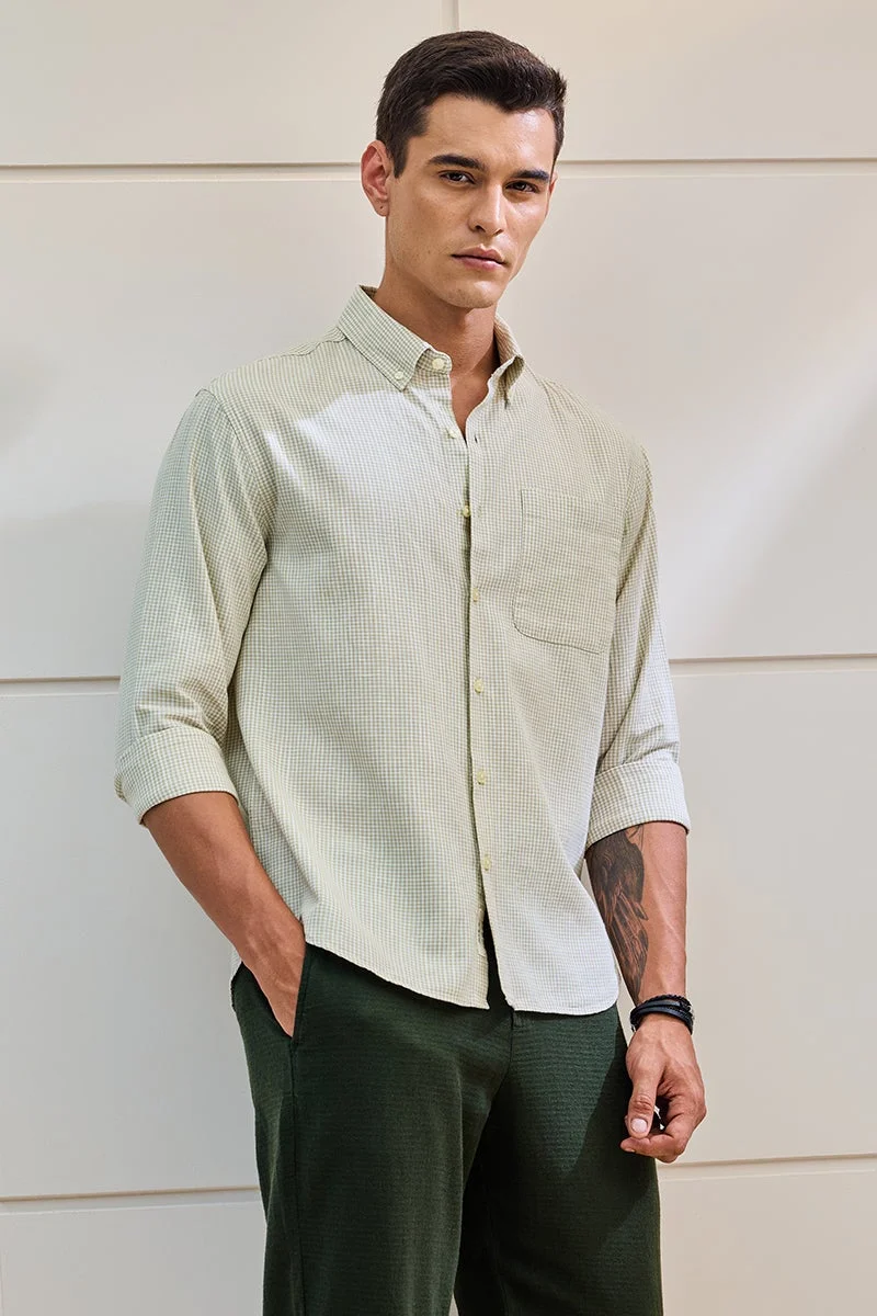 سنيتش قميص كتان كاروهات بقصة عادية