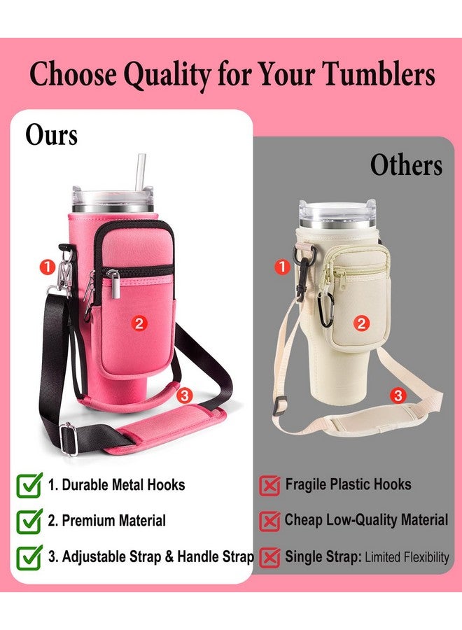 KTKUDY Carrier Bag with Phone Pocket & 2 Strap for Stanley 40 oz Tumbler with Handle & Fits Simple Modern 40oz - Water Bottle Accessories Sling Sleeve Holder for Stanley Cup with Shoulder & Hand Strap  - Image 3