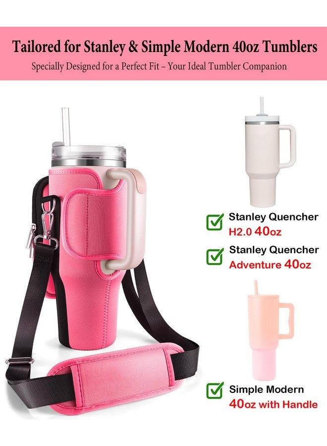 KTKUDY Carrier Bag with Phone Pocket & 2 Strap for Stanley 40 oz Tumbler with Handle & Fits Simple Modern 40oz - Water Bottle Accessories Sling Sleeve Holder for Stanley Cup with Shoulder & Hand Strap  - Image 2