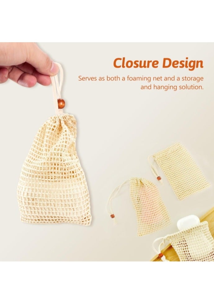 5 Pcs Natural Soap Bag Saver, Mesh Net Pouch for Exfoliating,  Ideal for Body Scrub, Save Soaps, Natural Fiber eco Soap Bags for Foaming and Drying, Organic Soap Bag for Shower Bath - Image 4