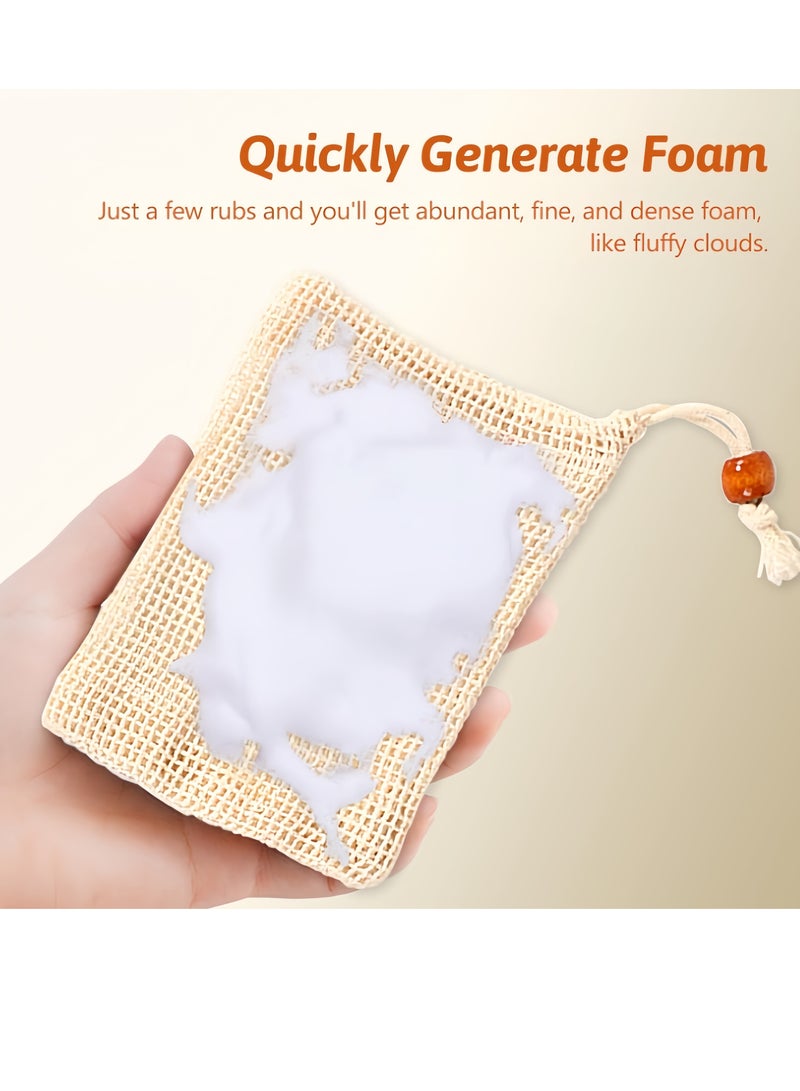 5 Pcs Natural Soap Bag Saver, Mesh Net Pouch for Exfoliating,  Ideal for Body Scrub, Save Soaps, Natural Fiber eco Soap Bags for Foaming and Drying, Organic Soap Bag for Shower Bath - Image 2