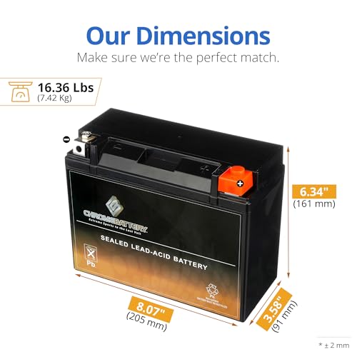 CB CHROMEBATTERY YTX24HL-BS 12 V 350 CCA AGM – Maintenance-Free 27 Ah Battery for Harley, ATV, UTV, Snowmobile, Jet Ski – T3 Nut & Bolt Terminal – Fits Harley Electra Glide, Polaris Ranger - Image 2