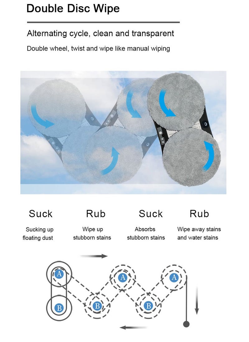 Window Glass Cleaning Automatic Smart Robot with Ultrasonic Water Spray And Control for Outdoor/Indoor Windows Table Tile Ceiling HCR-10 80W 2800pA