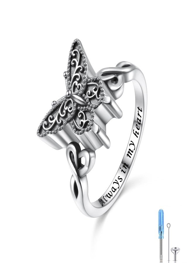 DAOCHONG 925 Sterling Silver Butterfly Urn Rings for Ashes Memorial Jewelry Ashes Ring for Human Pet Cremation Jewelry for Ashes for Women Keepsake Ring for Ashes of Loved Ones - Image 1