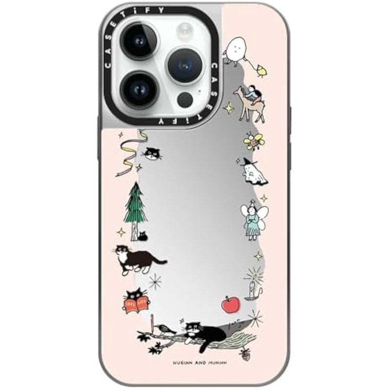 Casetify Mirror Case for iPhone 14 Pro Compatible with Magsafe - Small Friends - Silver on Silver - Image 1