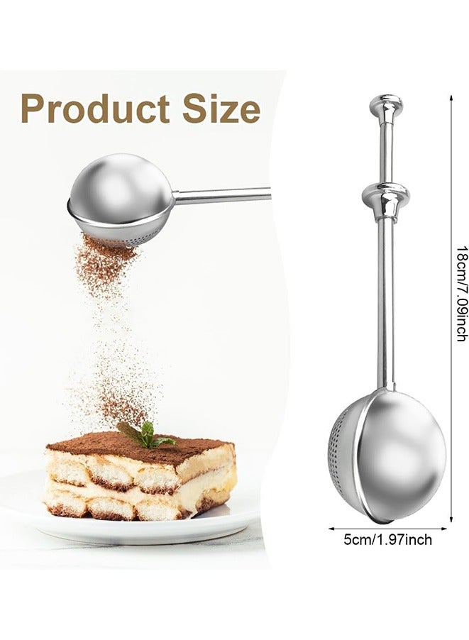 2Pcs Stainless Steel Tea Strainer Tea Infuser for Loose Leaf Tea,Baking Supplies Baker's Dusting Wand Sugar Shaker Duster Flour Duster  - Image 2