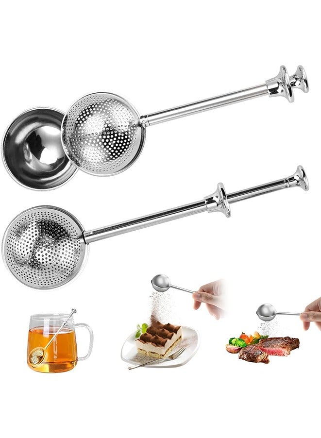 2Pcs Stainless Steel Tea Strainer Tea Infuser for Loose Leaf Tea,Baking Supplies Baker's Dusting Wand Sugar Shaker Duster Flour Duster  - Image 1
