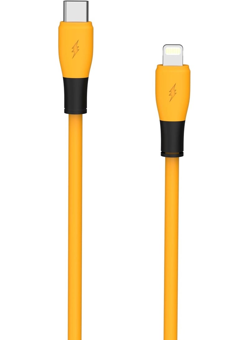 جي باور كابل الشحن السريع G-Power GP-C33 (USB-C إلى Lightning) بقدرة 27 واط، متوافق مع سلسلة iPhone 14/13/12/11 سلسلة سامسونج، جوجل بيكسل، ماك بوك، آيباد، وأجهزة التابلت، طول 1.2 متر - أصفر - Image 1
