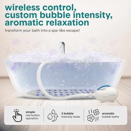 SereneLife Bubble Bath Mat, Non-Slip Bathtub Mat with Remote Control, Waterproof, Cushioned Design, Adjustable Bubbles, 8.2’ Air Hose and 47” x 14.2” Mold-Resistant Full Body Spa Massager - Image 3