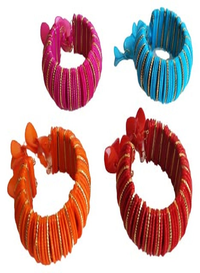 Salvus APP SOLUTIONS Handmade Plastic & Fibre made Fashionable Designer Multicolor Bracelets for Girls (Set of 4_2 inch) - Image 1