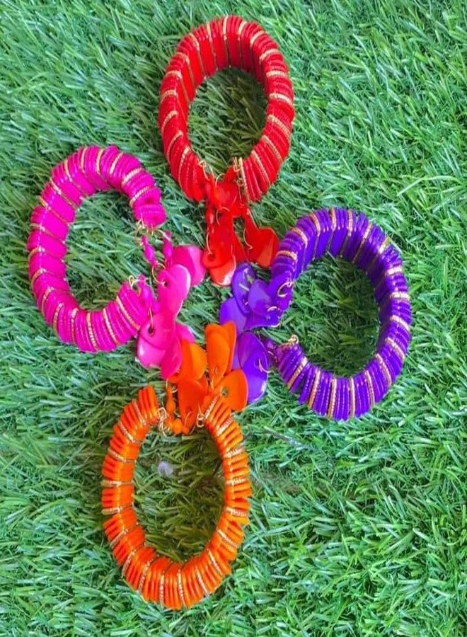 Salvus APP SOLUTIONS Handmade Plastic & Fibre made Fashionable Designer Multicolor Bracelets for Girls (Set of 4_2 inch) - Image 4