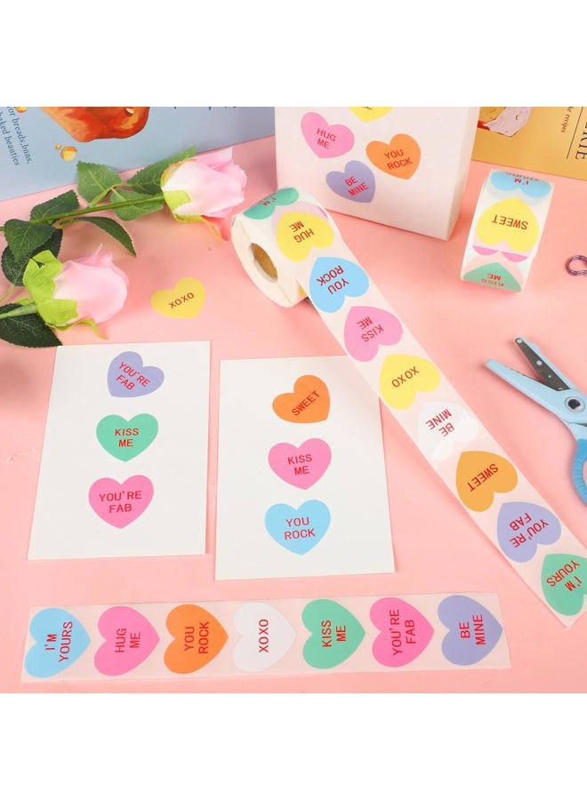 Fairooth 1200 PCS Valentines Day Heart Stickers Roll 1.5" Candy Heart Stickers for Kids Colorful Conversation Hearts Self-Adhesive Labels for Valentines Classroom Cards Envelopes Boxes Gift Decor - Image 4