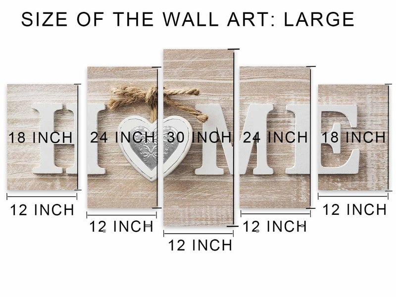 Biufo Home Sign Canvas Wall Art Prints, 5 Pieces Rustic Living Room Wall Decor, Modern Farmhouse Home Art Decor (Large, Wrapped Canvas) - Image 2
