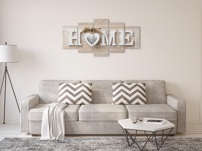 Biufo Home Sign Canvas Wall Art Prints, 5 Pieces Rustic Living Room Wall Decor, Modern Farmhouse Home Art Decor (Large, Wrapped Canvas) - Image 4