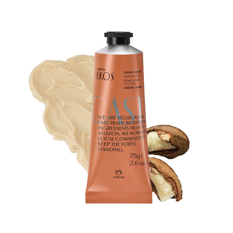 Natura - Brazil Nut Hand Cream - Anti-Dryness Castanha Hand Balm - 24-Hour Deep Hydration Skin Moisturizer - Vegan Skin Care - Brazilian Beauty Secrets - Self Care & Body Care - 2.6oz (75g) - Image 1