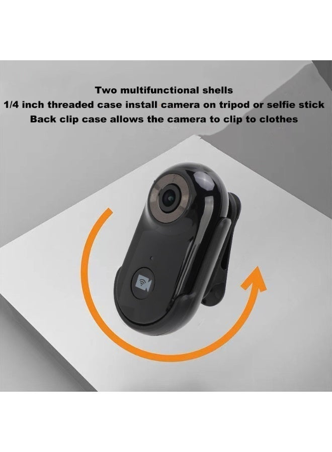 Chabeia Thumb Action Camera, Wearable Action Body Cam, Premium Portable Action Camcorder, Thumb Size Hands Free Recording Camera, for Travel, Pet, Underwater Photography (Contains 64G memory card, data cable, adapter, silicone cover, base, back clip, magnetic collar，Black) - Image 2