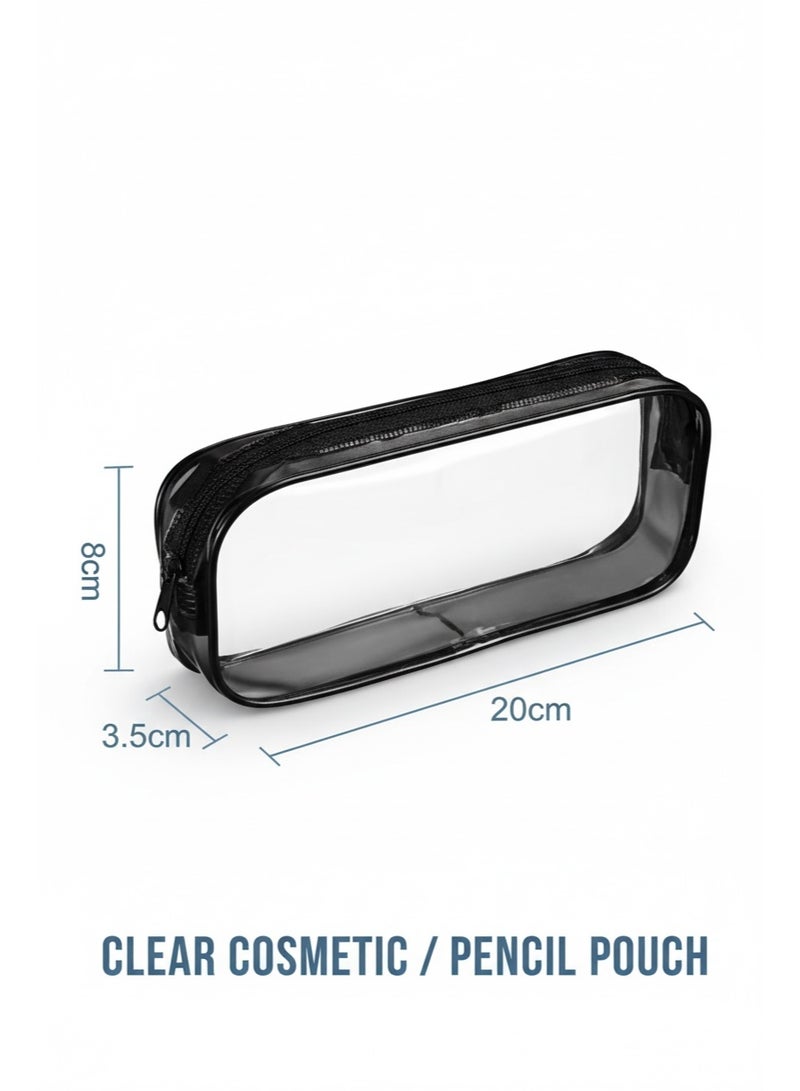 Ferepiper 2 pcs clear pencil bag with pvc zipper white and black - Image 3