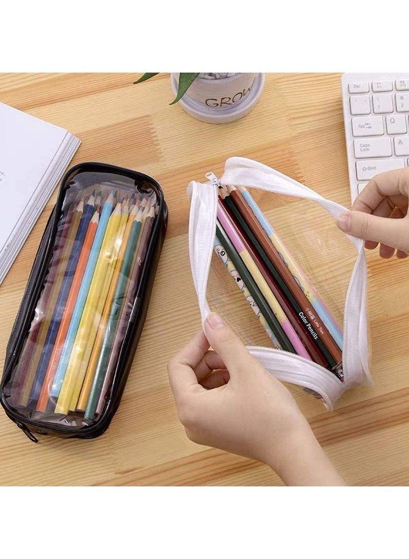 ferepiper Ferepiper 2 pcs clear pencil bag with pvc zipper white and black  - Image 4