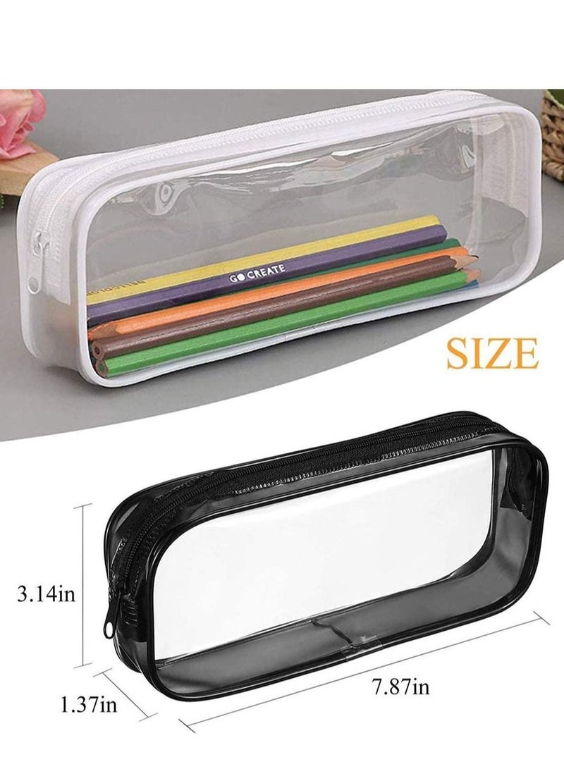 ferepiper Ferepiper 2 pcs clear pencil bag with pvc zipper white and black  - Image 2
