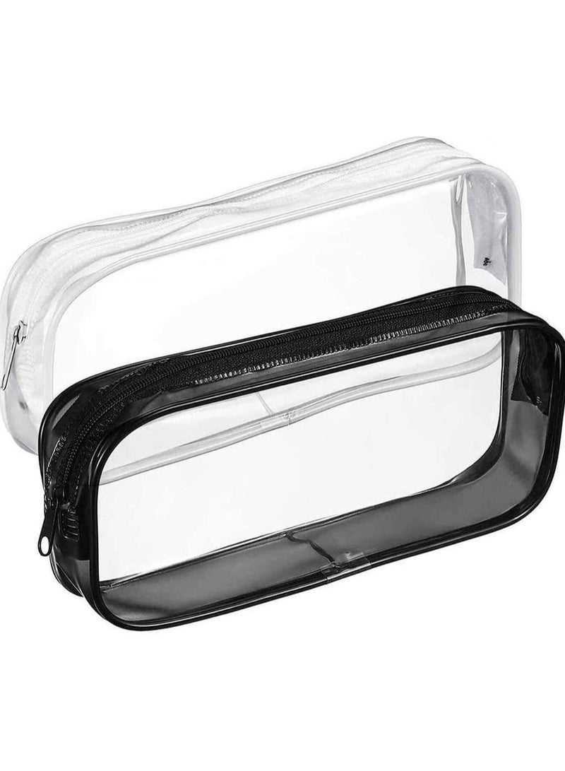 ferepiper Ferepiper 2 pcs clear pencil bag with pvc zipper white and black  - Image 1