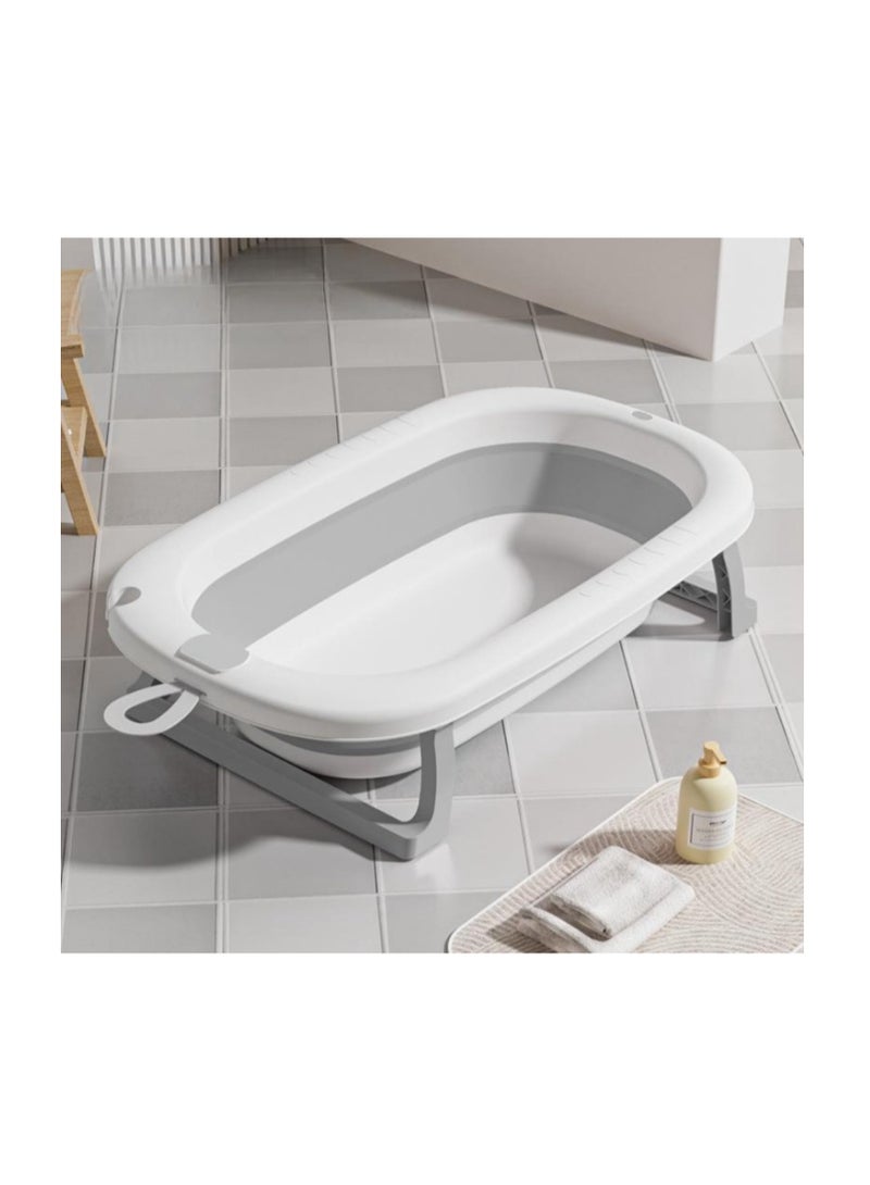 SKY-TOUCH Baby Foldable Bathing Tubs with Soft Bathmat Cushion & Thermometer, NewBorn Babybath Tub with Drain Hole, Non-Slip Support Leg for 0-6 Years Boy Girl - Image 2