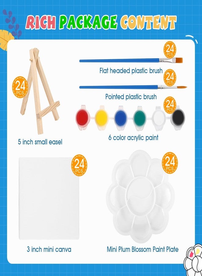 ESRICH 24 Set Mini Acrylic Paint Kit,Mini Stretched Canvas with Easel,Valentines Day Gifts,Acrylic Paint Strips,Paint Palettes,Painting Brushes, Mini Canvas and Easel Set for Kids Artists Beginner - Image 2
