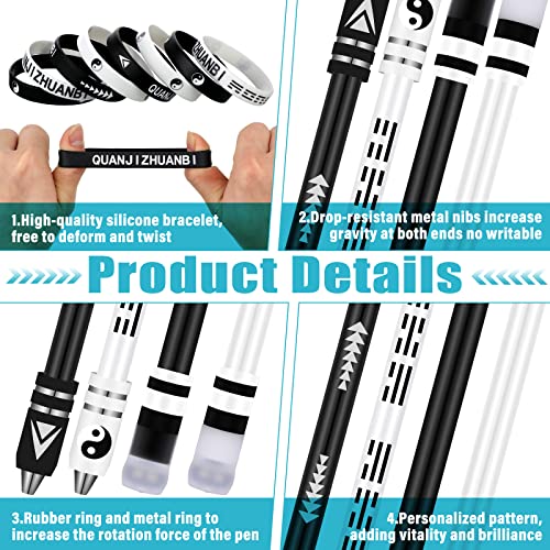 Geyee 4 Pcs Spinning Pen with 8 Pcs Silicone Bracelet Metal Gaming Finger, 8.5 Inch Fidget Anti Slip Rotating Pen Adults Office Supplies to Relieve Stress, No Refill - Image 3