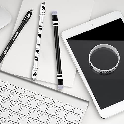 Geyee 4 Pcs Spinning Pen with 8 Pcs Silicone Bracelet Metal Gaming Finger, 8.5 Inch Fidget Anti Slip Rotating Pen Adults Office Supplies to Relieve Stress, No Refill - Image 5