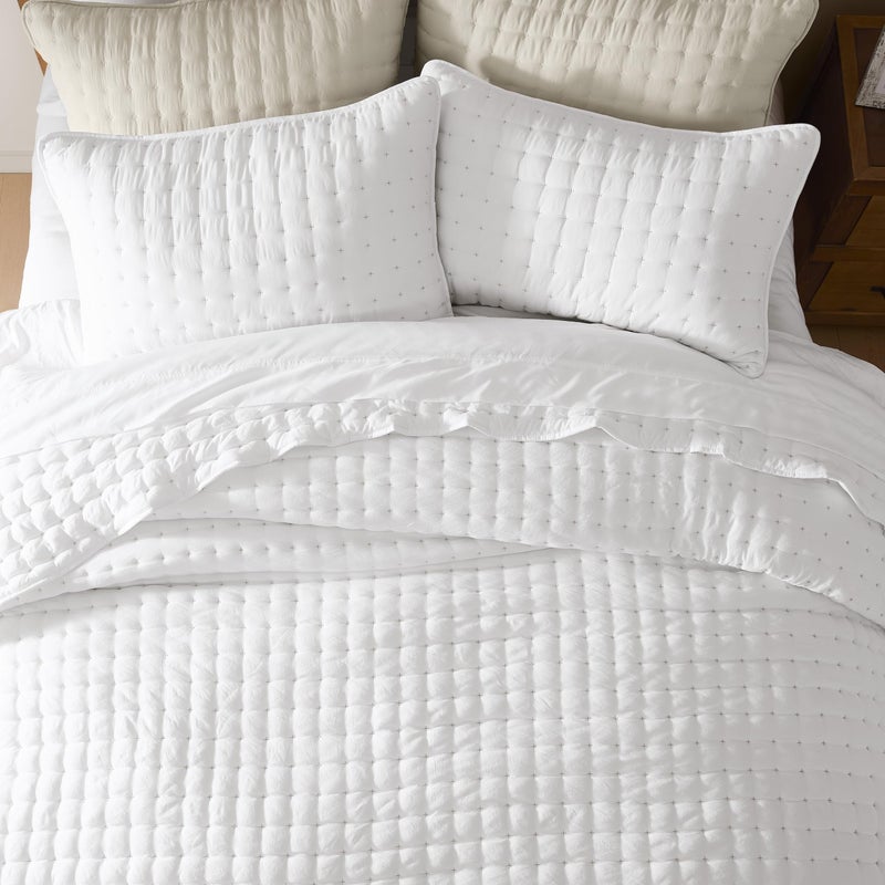 WDCOZY White California Cal King Size Quilt Bedding Sets with Pillow Shams, Oversized Lightweight Soft Bedspread Coverlet, Quilted Blanket Thin Comforter Bed Cover, 3 Pieces, 116x106 inches - Image 3