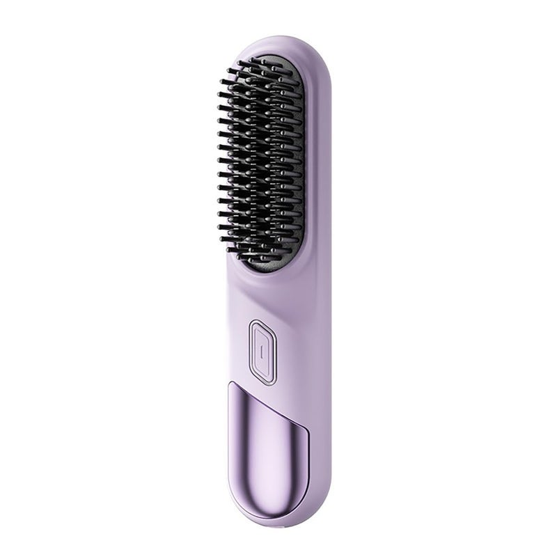 Winb Portable Cordless Hair Straightening Brush, Mini Travel Size, Ceramic Coating, Anti-Scald Design (Purple) - Image 1