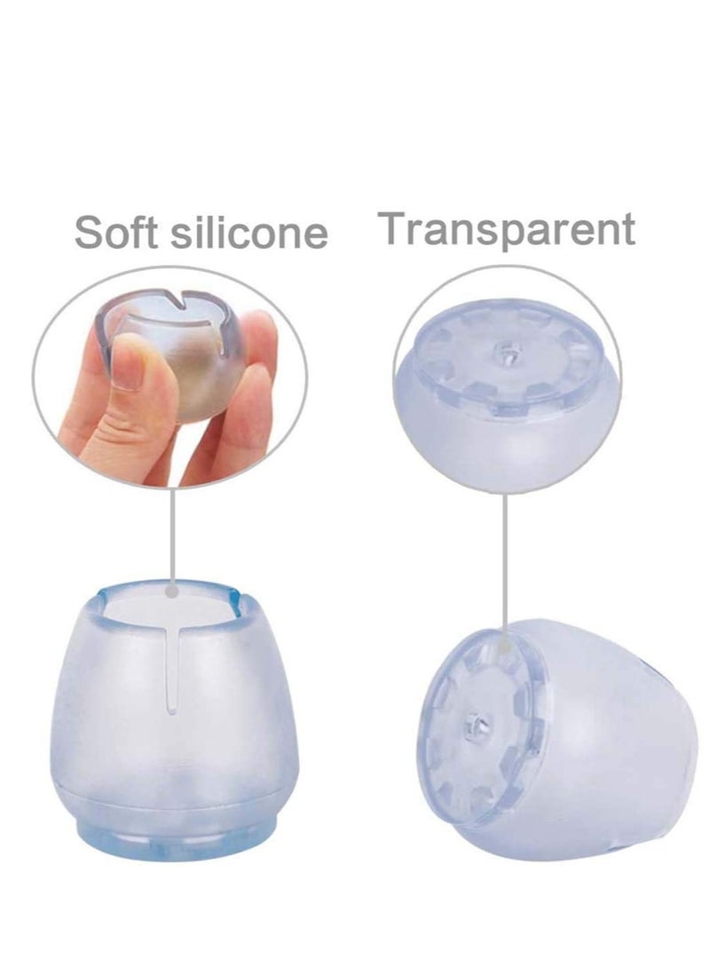 SOLARAE غطاء ساق الكرسي، أغطية ساق الكرسي من السيليكون لحماية الأرضيات، أغطية للأرجل المستديرة للطاولات بدون وسادات، شفاف، تناسب القطر المستدير 0.99" - 1.14"، أغطية مطاطية لحماية الأرضيات، 16 قطعة - Image 3