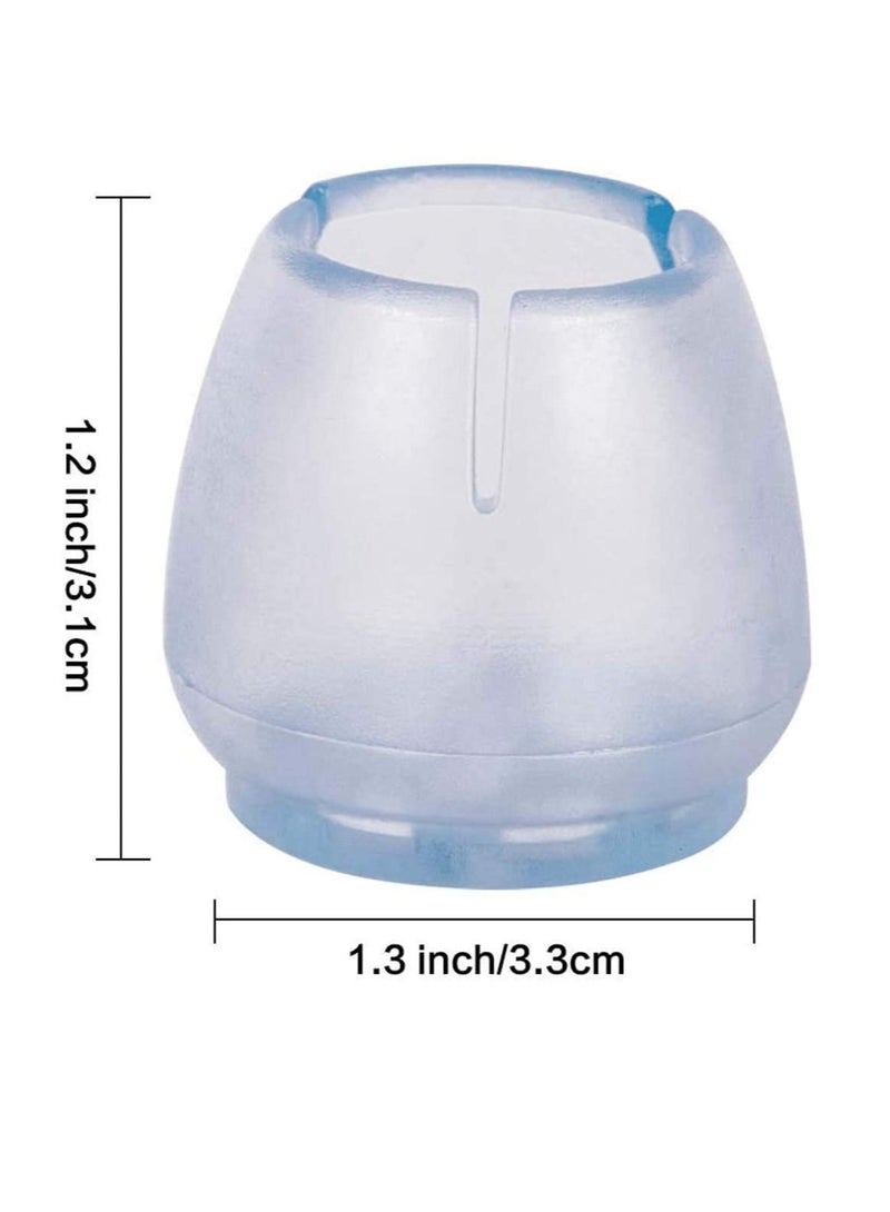 SOLARAE غطاء ساق الكرسي، أغطية ساق الكرسي من السيليكون لحماية الأرضيات، أغطية للأرجل المستديرة للطاولات بدون وسادات، شفاف، تناسب القطر المستدير 0.99" - 1.14"، أغطية مطاطية لحماية الأرضيات، 16 قطعة - Image 2