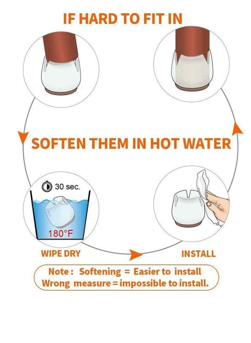 SOLARAE غطاء ساق الكرسي، أغطية ساق الكرسي من السيليكون لحماية الأرضيات، أغطية للأرجل المستديرة للطاولات بدون وسادات، شفاف، تناسب القطر المستدير 0.99" - 1.14"، أغطية مطاطية لحماية الأرضيات، 16 قطعة - Image 5